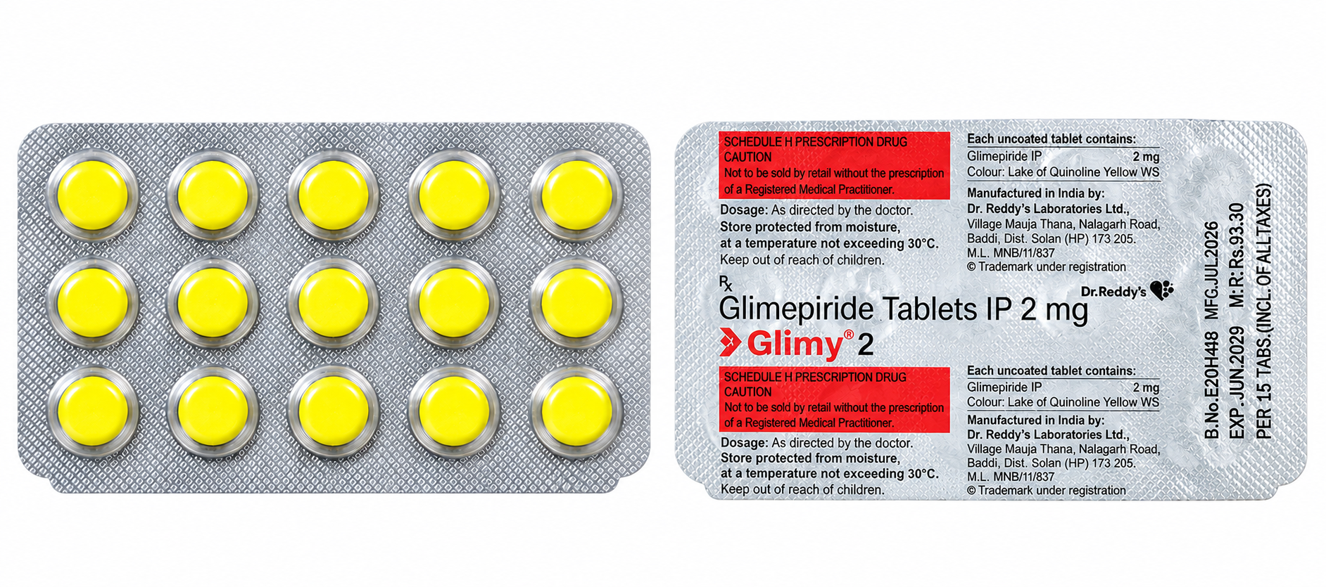 Dual View Glimepiride Blister Pack