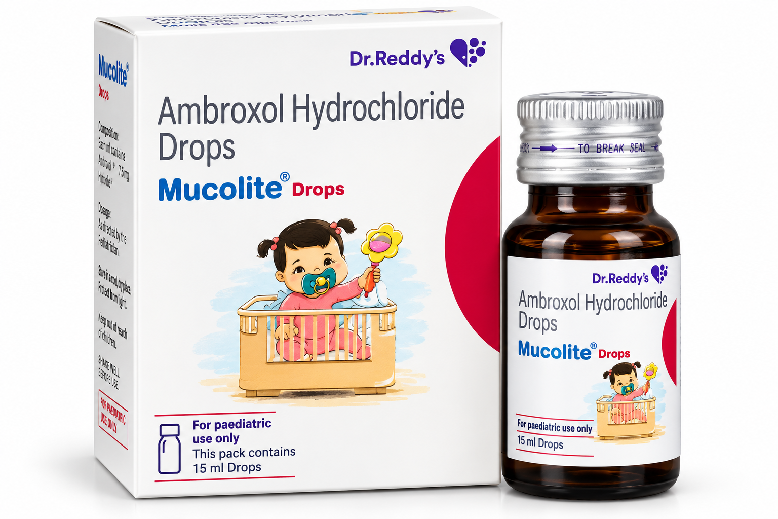 Mucolite Pediatric Drops Packaging Display