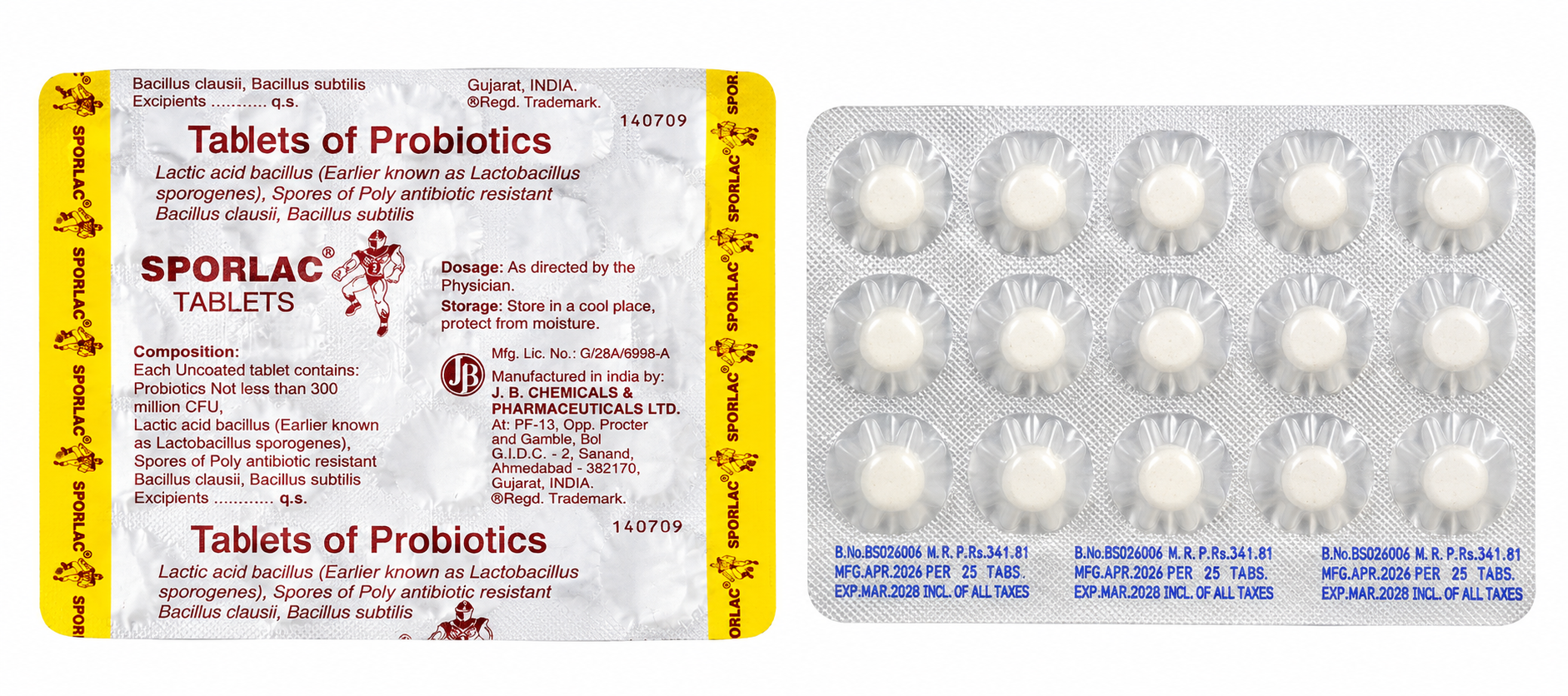 Sporlac Probiotic Tablet Packaging Duo