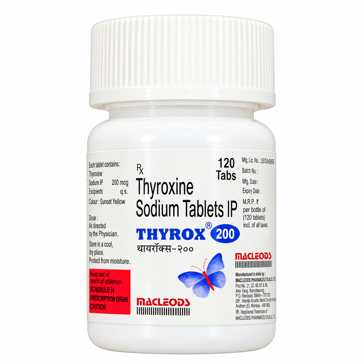 Thyroxine Sodium Tablets Bottle