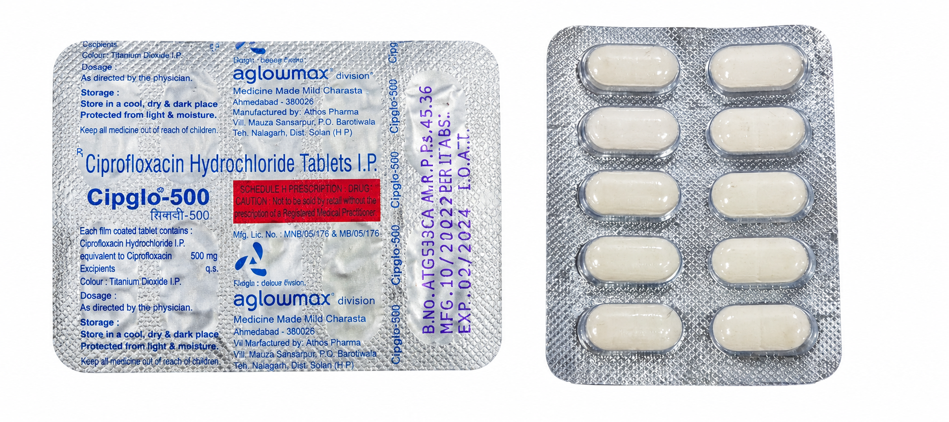 Cipglo 500 Blister Pack Front and Back